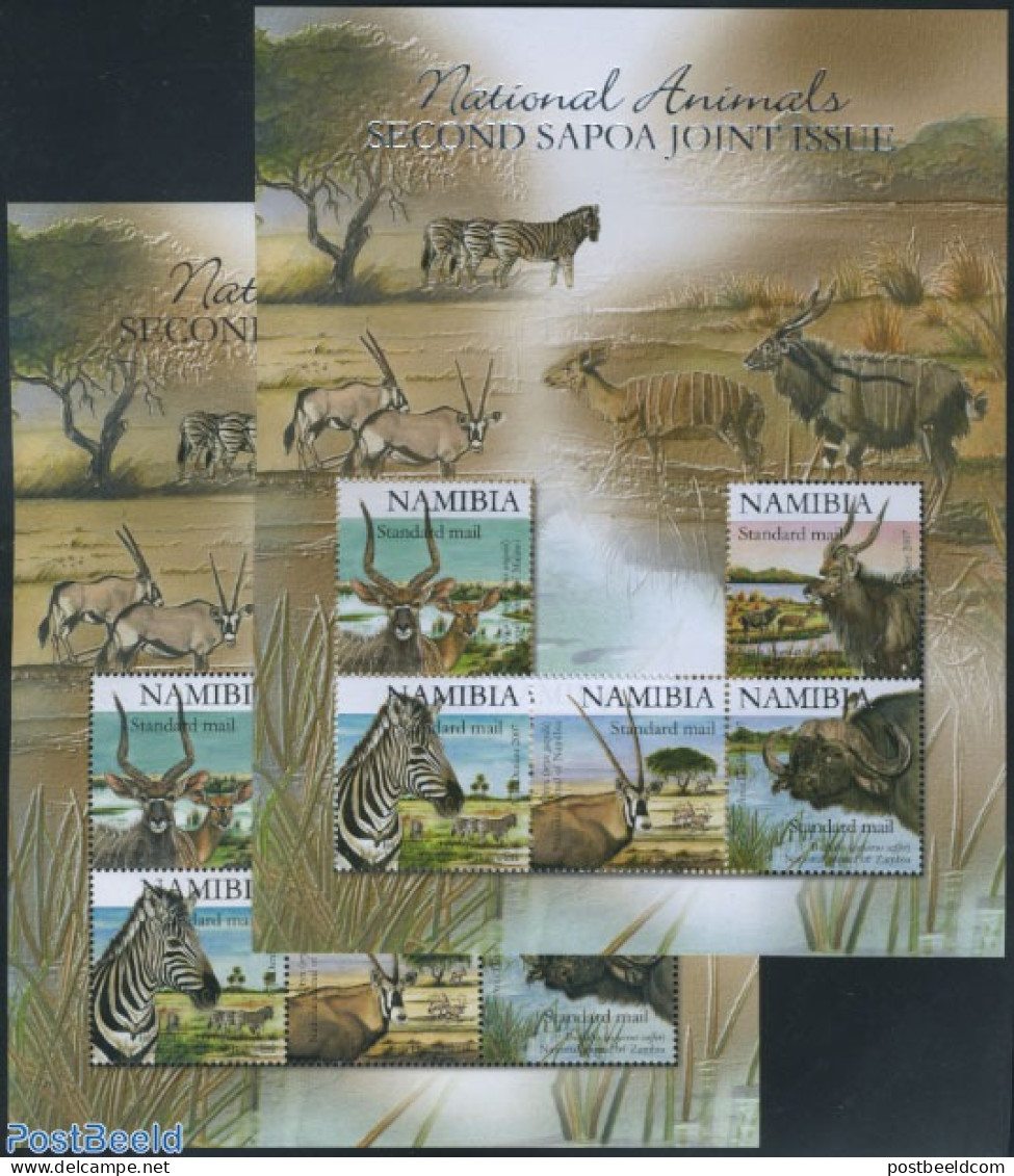 Namibia 2007 SAPOA 10v (2 M/s) (silver & Black Letters), Mint NH, Nature - Various - Animals (others & Mixed) - Zebra .. - Gemeinschaftsausgaben