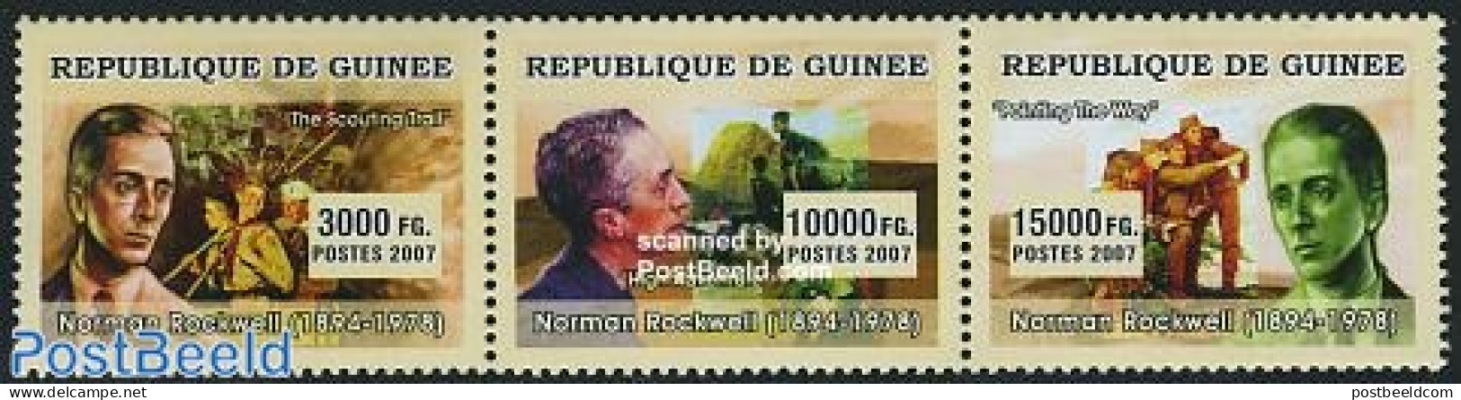 Guinea, Republic 2007 Norman Rockwell 3v [::], Mint NH, Sport - Scouting - Art - Modern Art (1850-present) - Norman Ro.. - Other & Unclassified