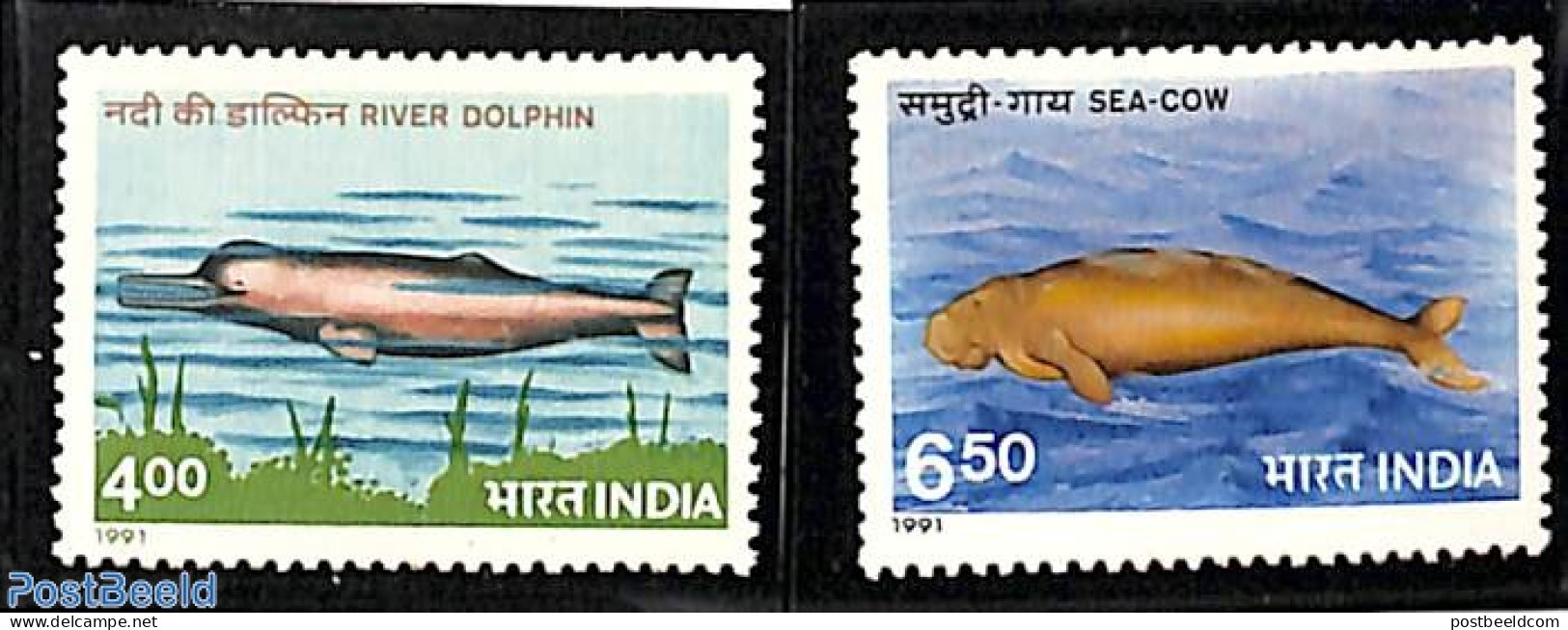 India 1991 Sea Mammals 2v, Mint NH, Nature - Sea Mammals - Ungebraucht