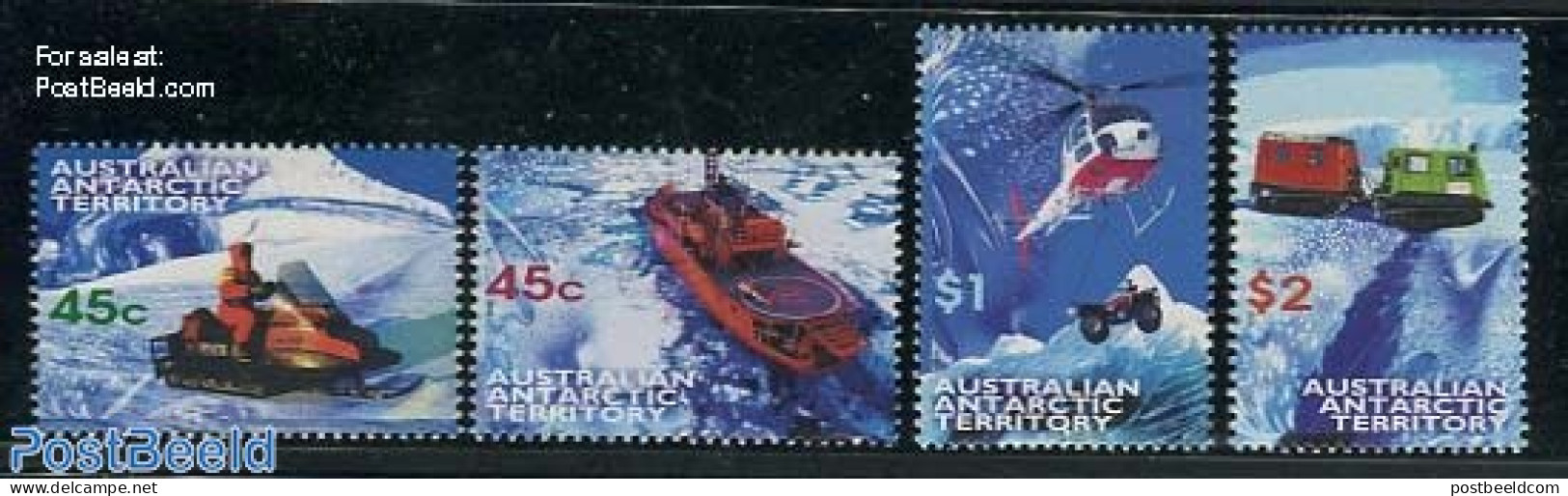 Australian Antarctic Territory 1998 Transport 4v, Mint NH, Transport - Helicopters - Ships And Boats - Helicópteros