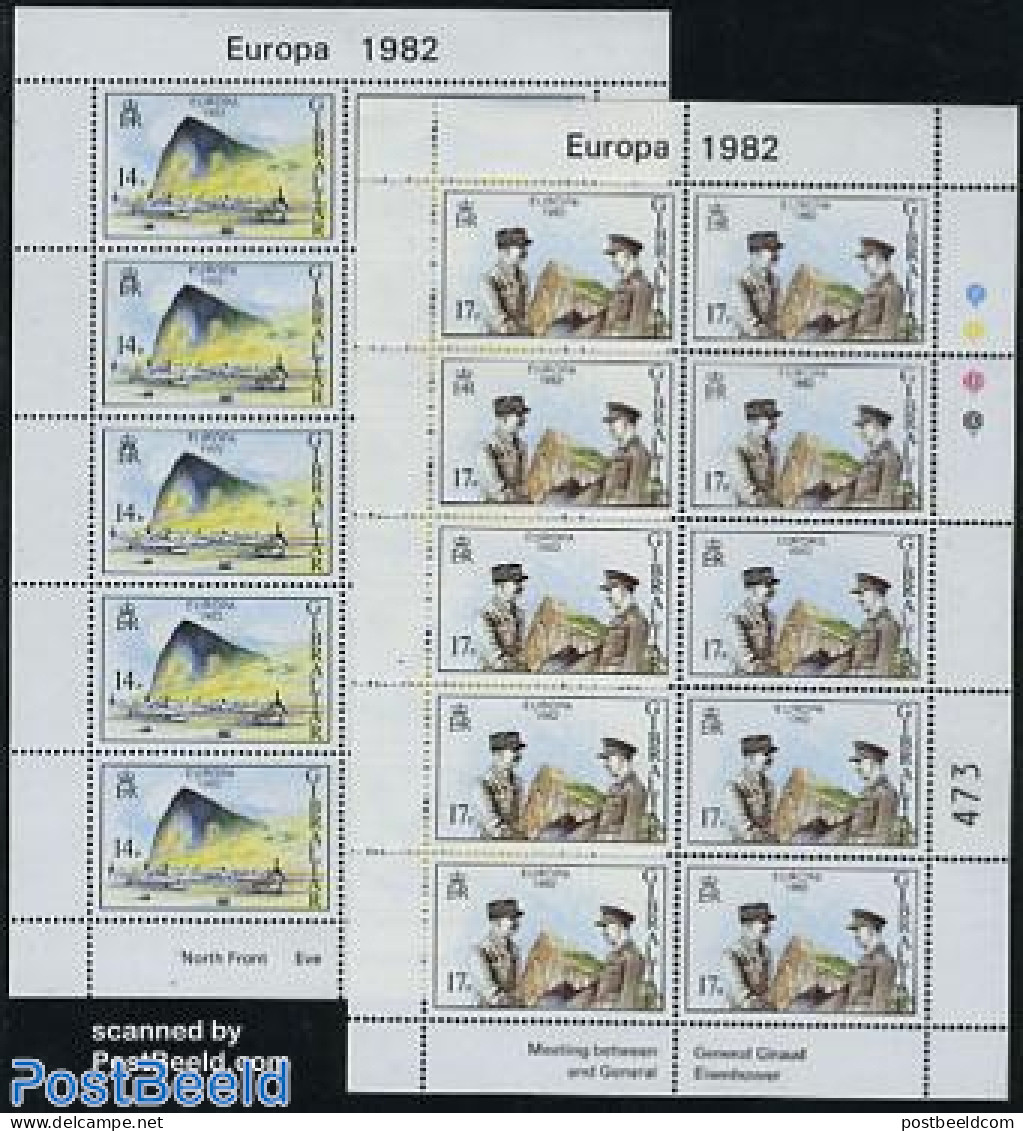 Gibraltar 1982 Europa 2 M/ss (with 10 Sets), Mint NH, History - Europa (cept) - World War II - Guerre Mondiale (Seconde)