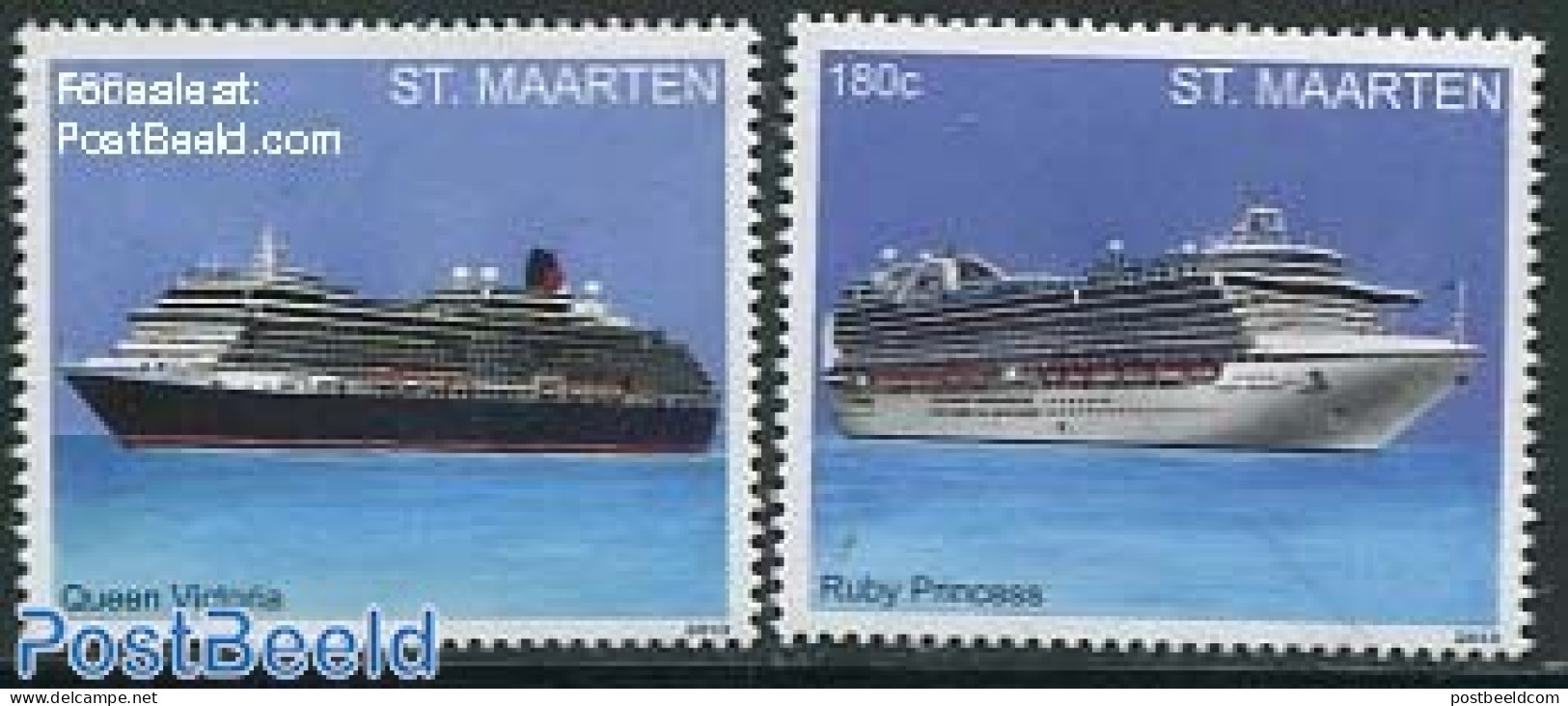 St. Maarten 2013 Cruise Ships 2v, Mint NH, Transport - Ships And Boats - Boten