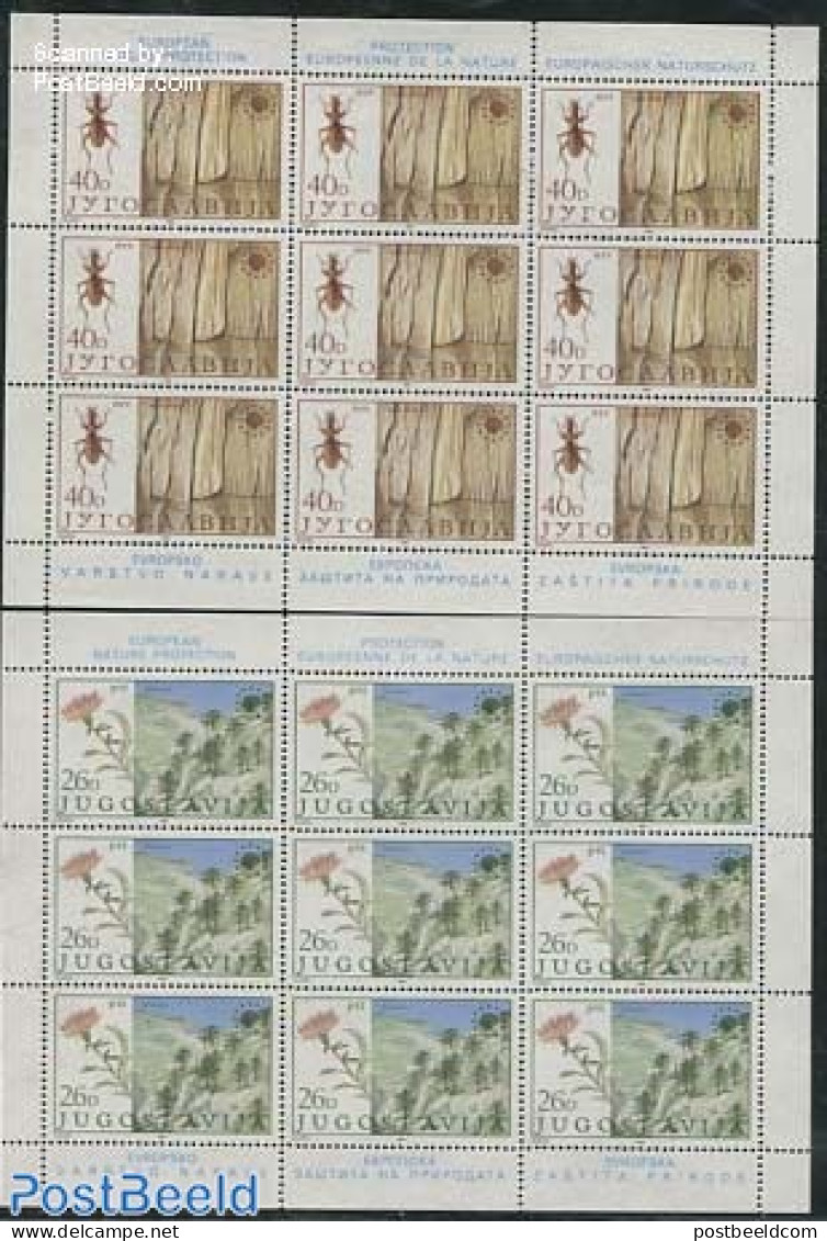 Yugoslavia 1984 European Nature 2 M/ss, Mint NH, History - Nature - Europa Hang-on Issues - Flowers & Plants - Insects.. - Nuovi