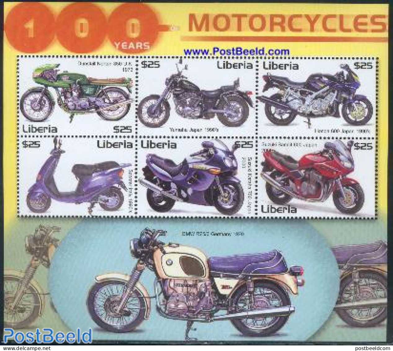 Liberia 2001 Motorcycles 6v M/s, Dunstall Norton 850, Mint NH, Transport - Motorcycles - Motorfietsen