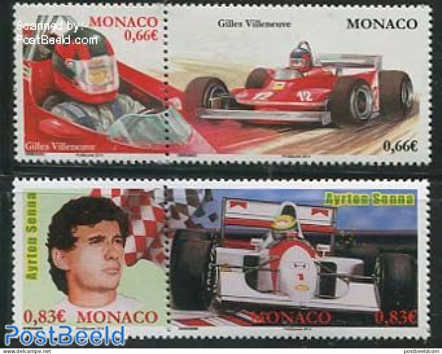 Monaco 2014 Gilles Villeneuve, Ayrton Senna 4v (2x[:]), Mint NH, Sport - Transport - Autosports - Sport (other And Mix.. - Ungebraucht