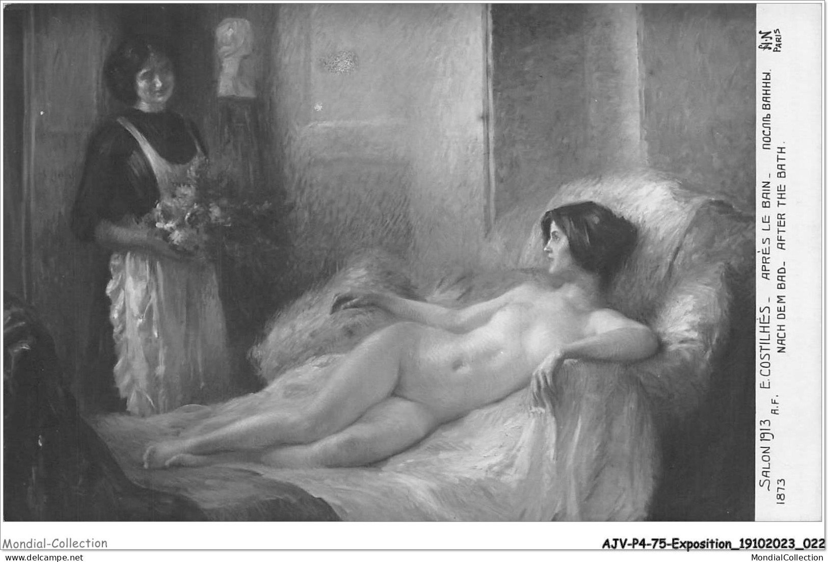 AJVP4-0310 - EXPOSITION - E-COSTILHES - APRES LE BAIN - SALON 1913 NU FEMININ - Pintura & Cuadros