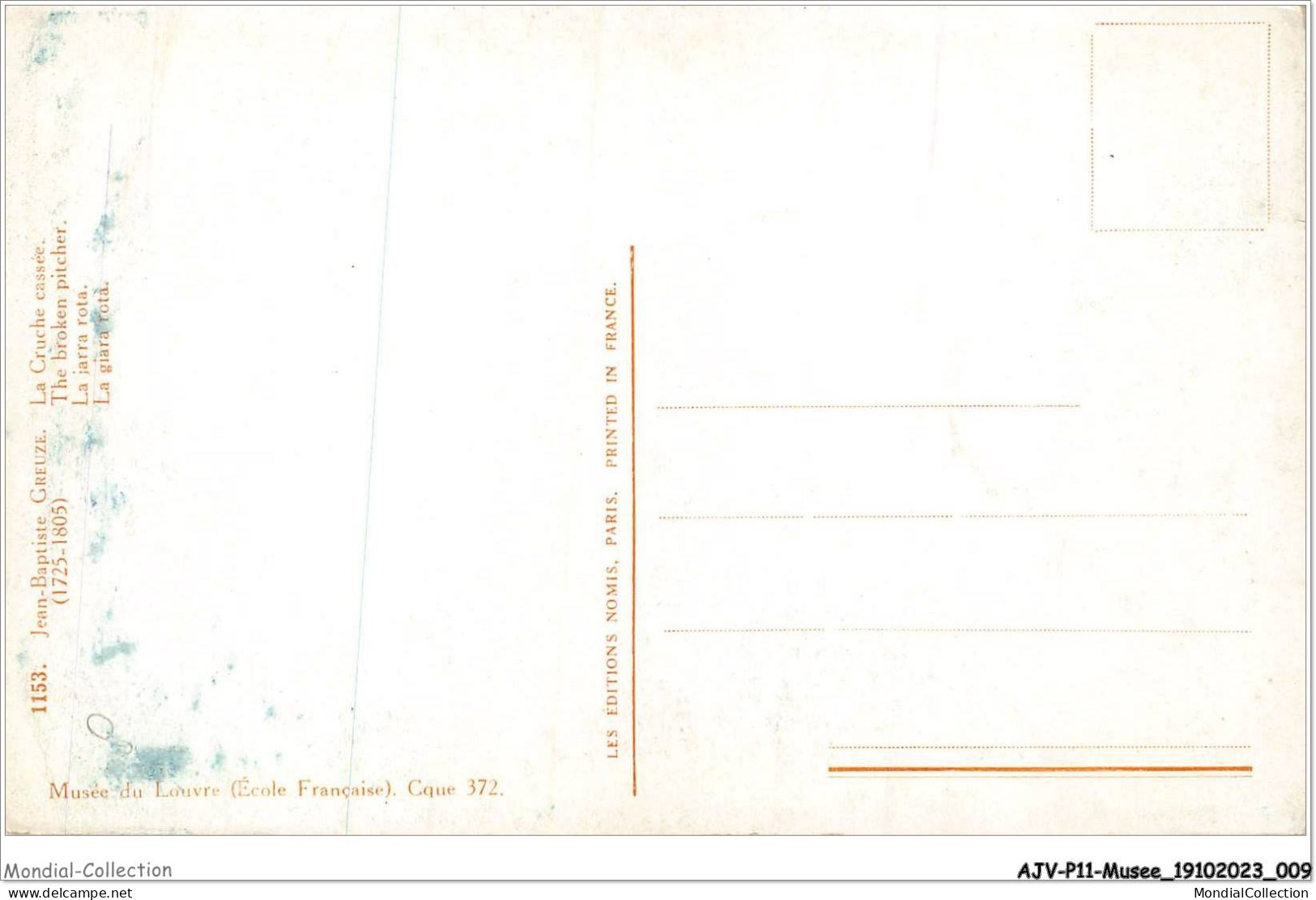 AJVP11-0953 - MUSEE - JEAN-BAPTISTE CREUZE - LA CRUCHE CASSEE - ECOLE FRANCAIS - MUSEE DE LOUVRE  - Museum