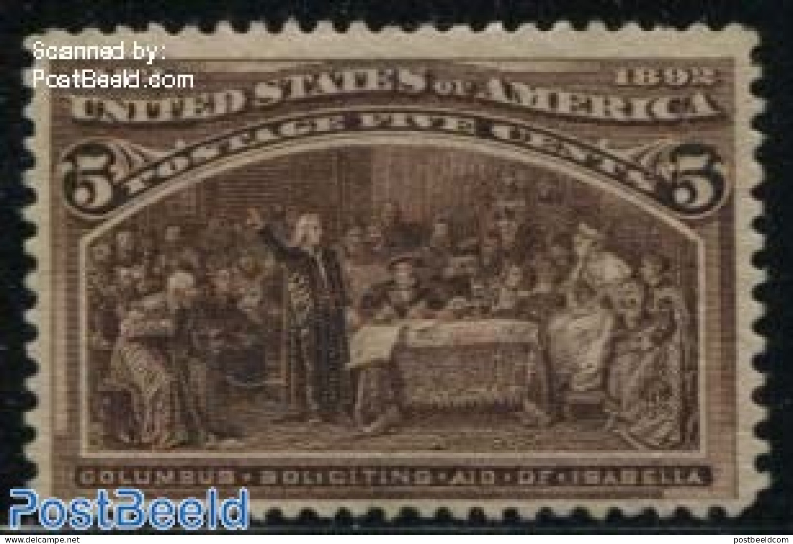 United States Of America 1893 5c, Stamp Out Of Set, Without Gum, Unused (hinged) - Nuevos