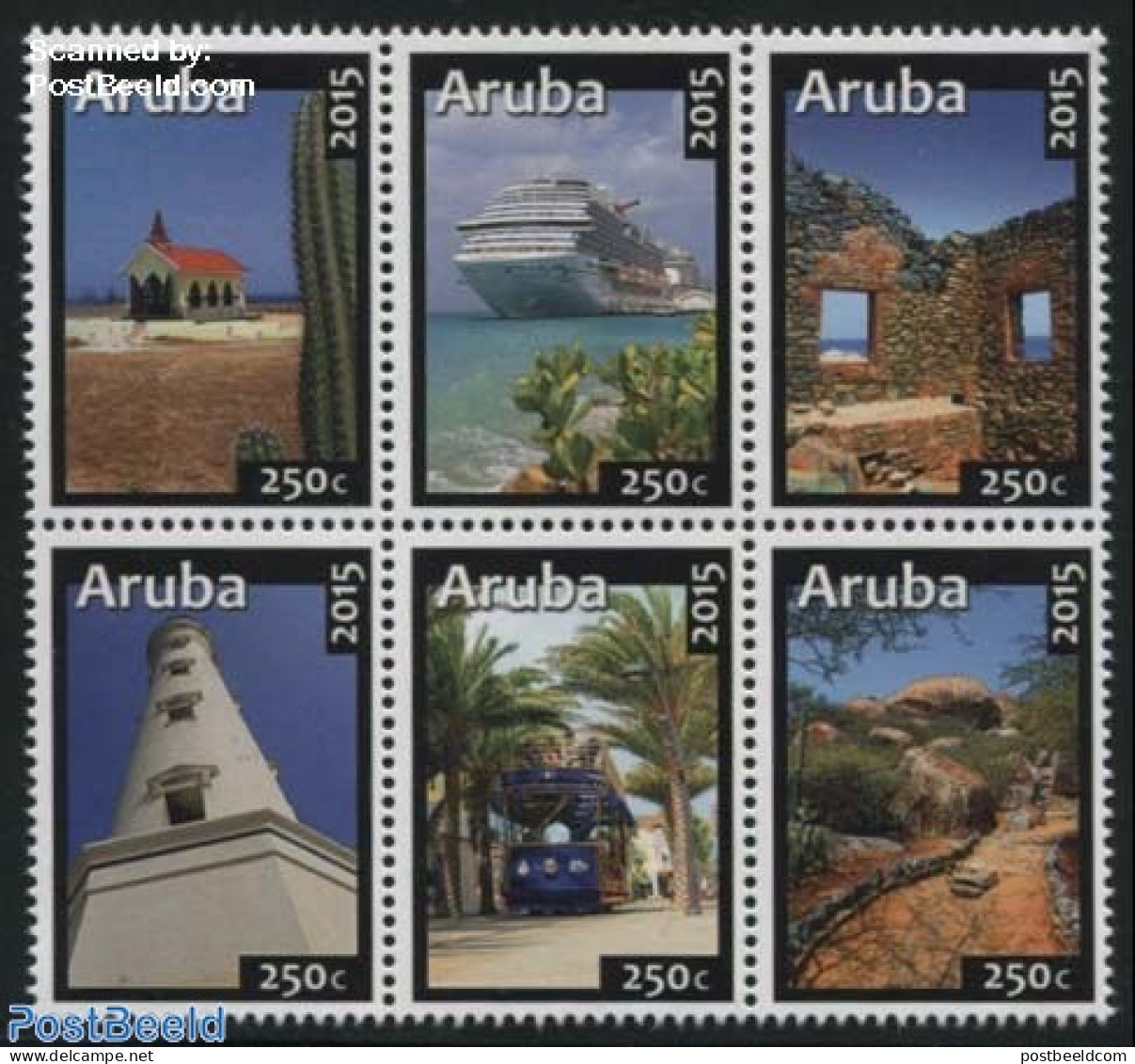 Aruba 2015 Tourism 6v [++], Mint NH, Nature - Religion - Transport - Various - Cacti - Churches, Temples, Mosques, Syn.. - Cactussen