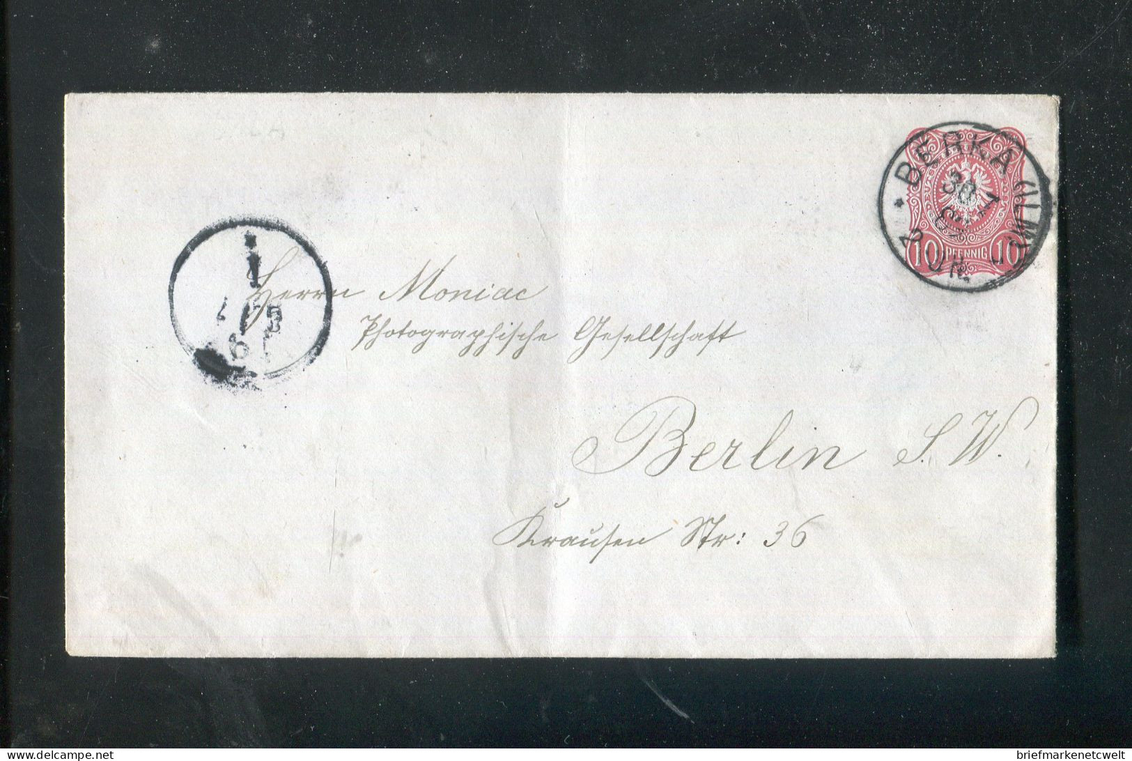 "DEUTSCHES REICH" 1889, Ganzsachenumschlag Mit K1 "BERKA (ILM)" (B1260) - Enveloppes