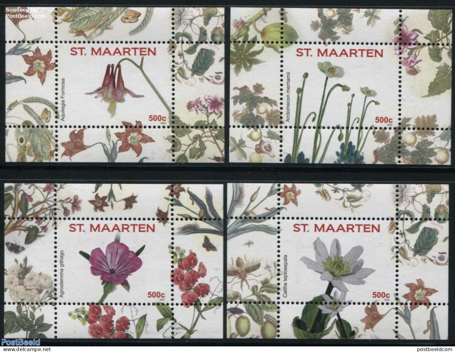 St. Maarten 2016 Flowers 4 S/s, Mint NH, Nature - Flowers & Plants - Sonstige & Ohne Zuordnung