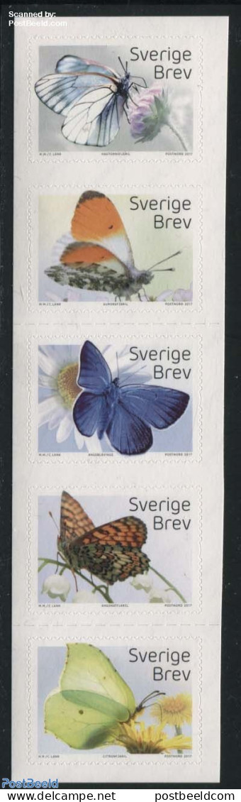 Sweden 2017 Butterflies 5v S-a, Mint NH, Nature - Butterflies - Flowers & Plants - Ongebruikt