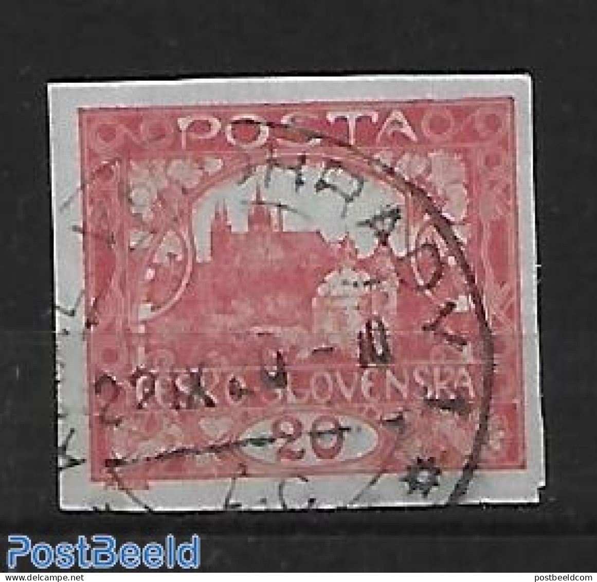 Czechoslovkia 1919 Definitive 20H, Imperforated, Used Stamps, Various - Errors, Misprints, Plate Flaws - Sonstige & Ohne Zuordnung
