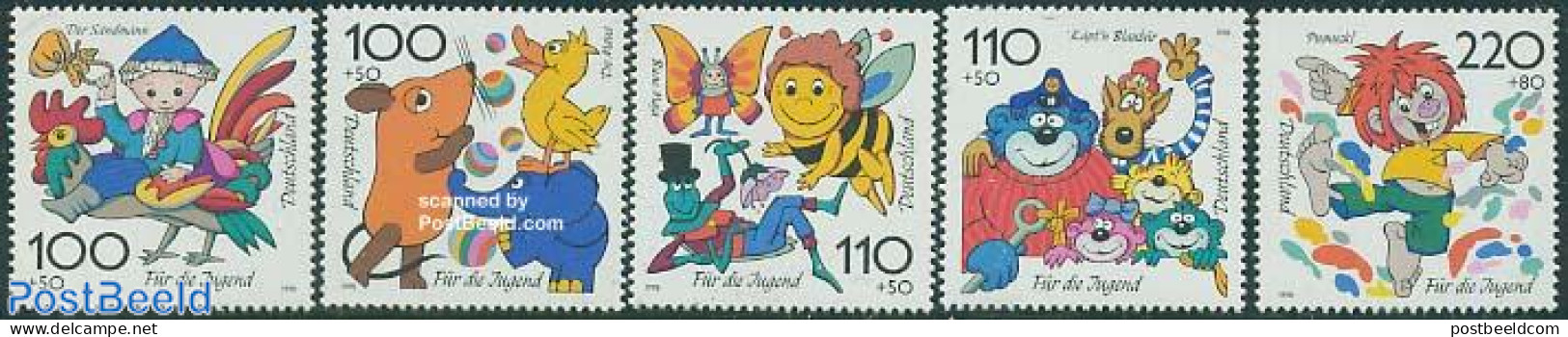 Germany, Federal Republic 1998 Youth 5v, Unused (hinged), Nature - Bees - Butterflies - Elephants - Poultry - Art - Ch.. - Nuevos