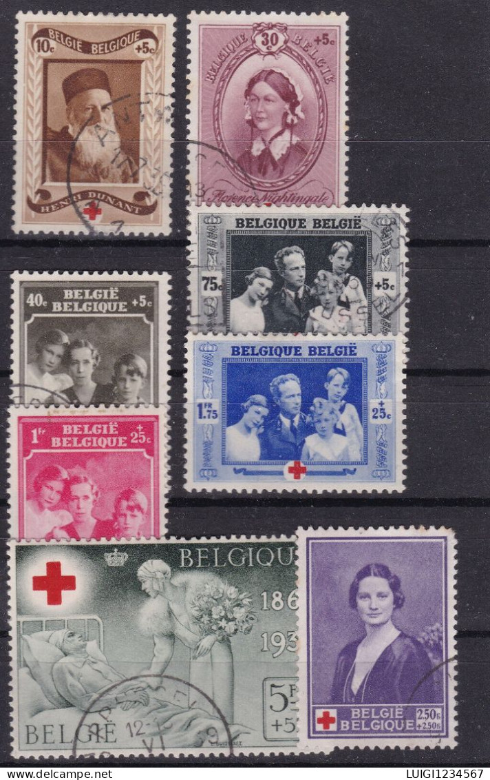 BELGIO 1939 UNIF. 497/503 75 ANNIVERSARIO CROCE ROSSA USATA - Used Stamps
