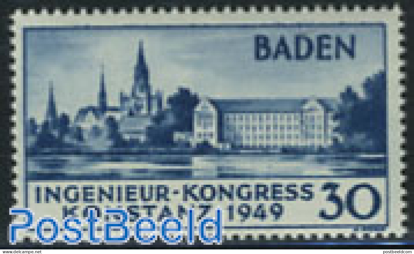 Germany, French Zone 1949 Baden, European Engineers Congress 1v, Unused (hinged), History - Europa Hang-on Issues - Idee Europee