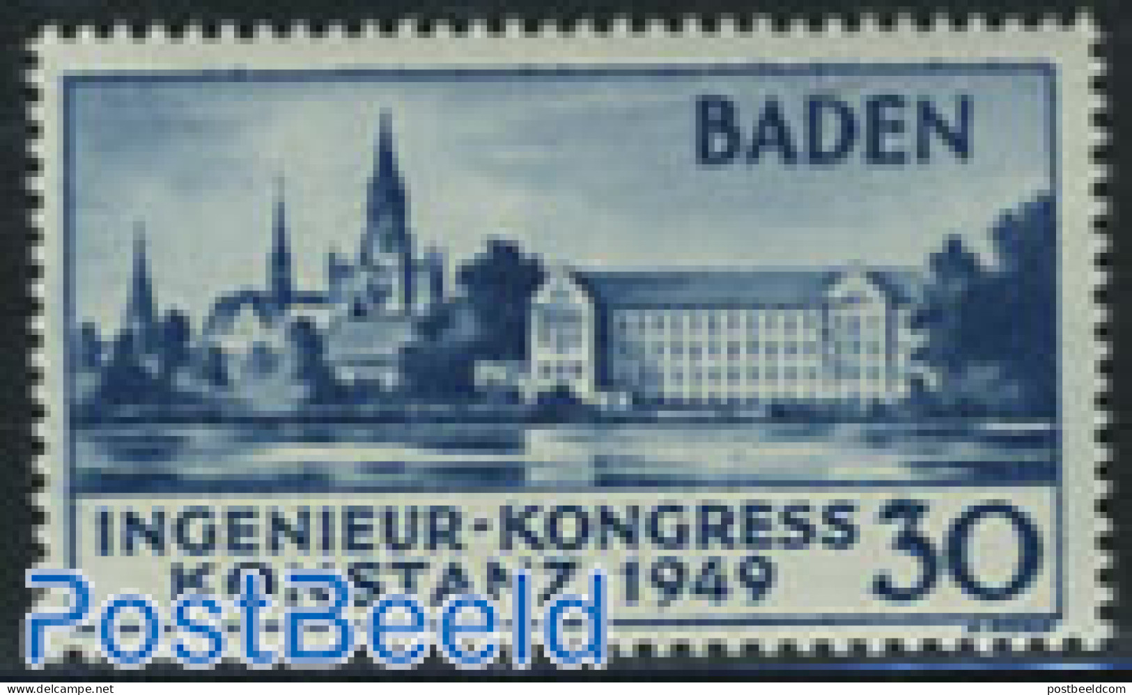 Germany, French Zone 1949 Baden, European Engineers Congress 1v, Unused (hinged), History - Europa Hang-on Issues - Idées Européennes