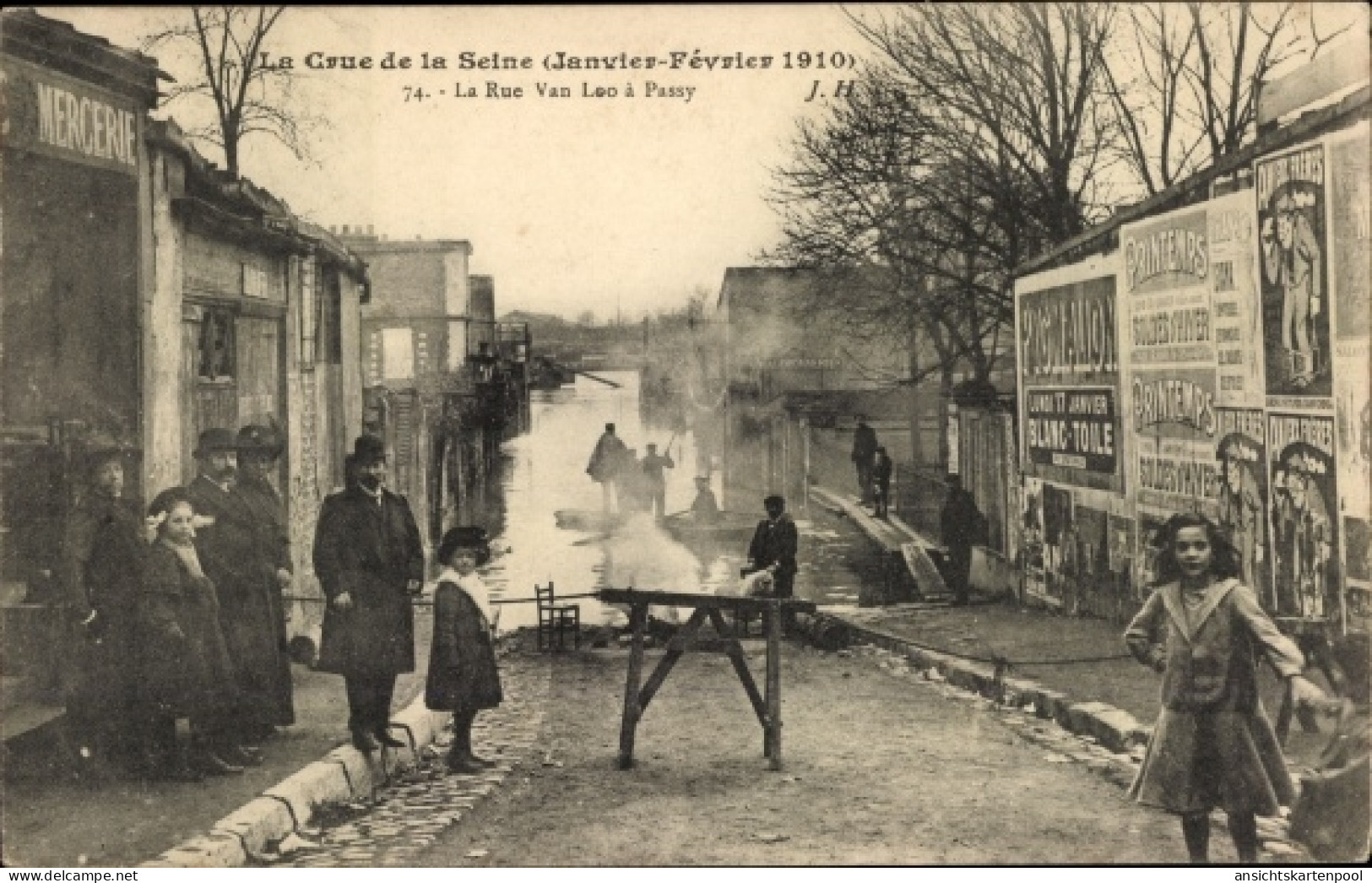 CPA Paris XVI Passy, Überschwemmung Der Seine 1910, Rue Van Leo - Autres & Non Classés