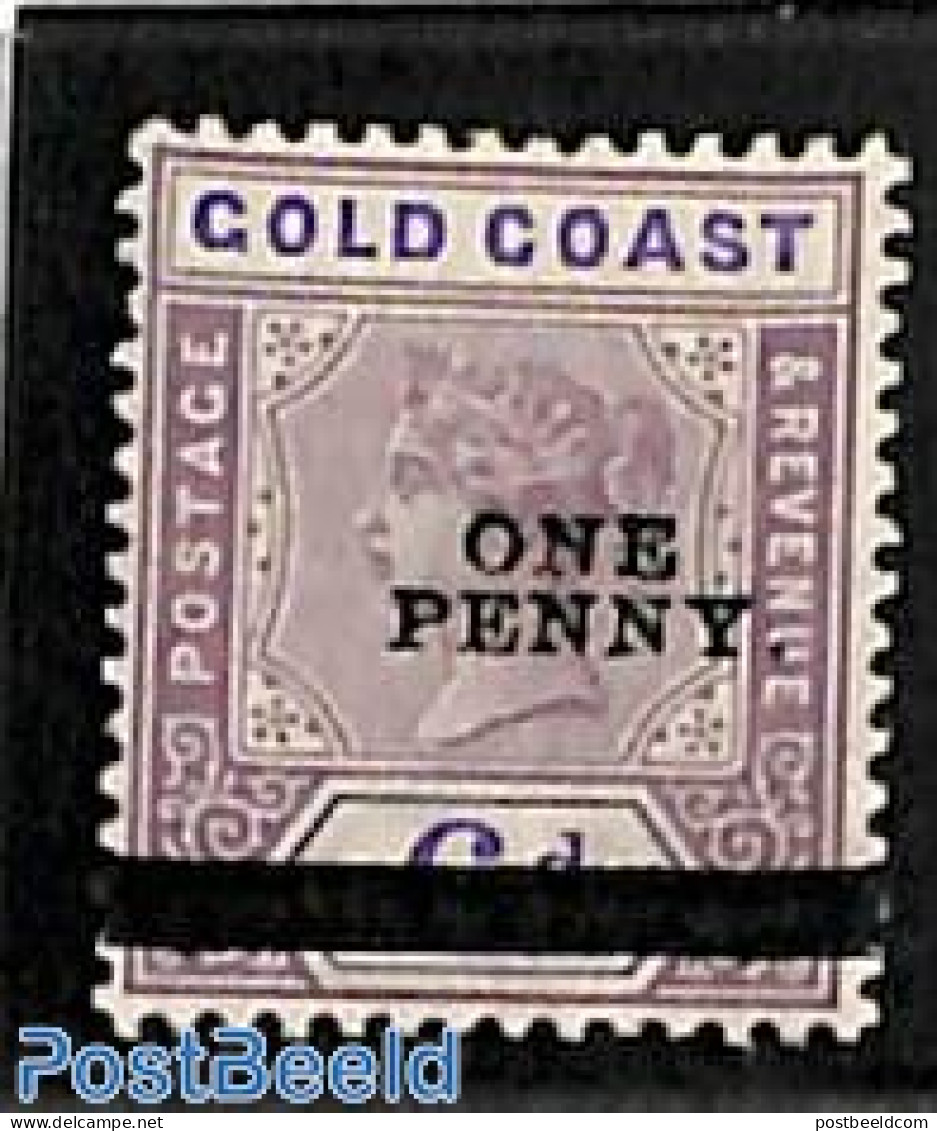 Gold Coast 1901 ONE PENNY On 6d, Stamp Out Of Set, Unused (hinged) - Otros & Sin Clasificación