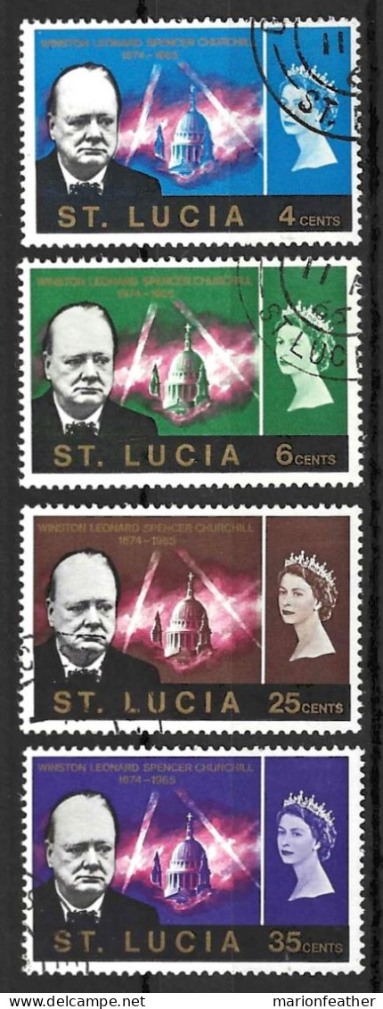 St. LUCIA....QUEEN ELIZABETH ..II...(1952-22..)....." 1966.."....OMNIBUS.....CHURCHILL SET OF 4.......VFU.......... - St.Lucia (...-1978)