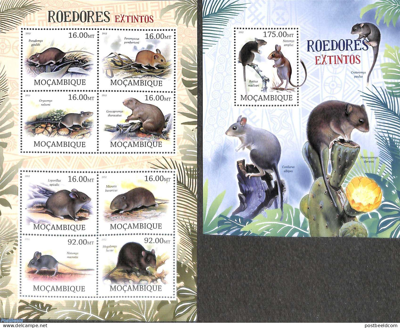 Mozambique 2012 Extinct Rodents 2 S/s, Mint NH, Nature - Animals (others & Mixed) - Mozambique