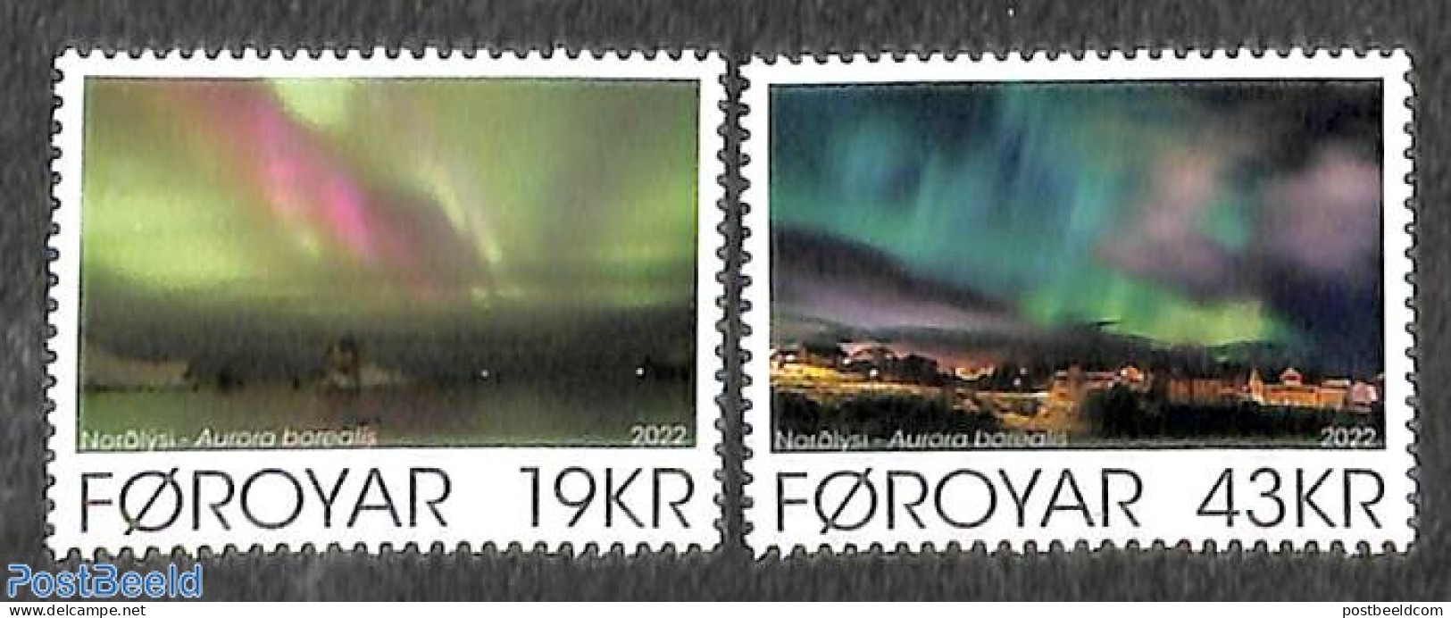 Faroe Islands 2022 Northern Light 2v, Mint NH - Sonstige & Ohne Zuordnung