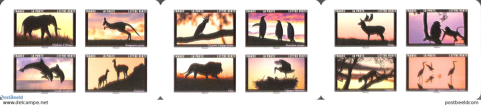 France 2022 Dusk Active Animals 12v S-a In Booklet, Mint NH, Nature - Animals (others & Mixed) - Birds - Cat Family - .. - Unused Stamps