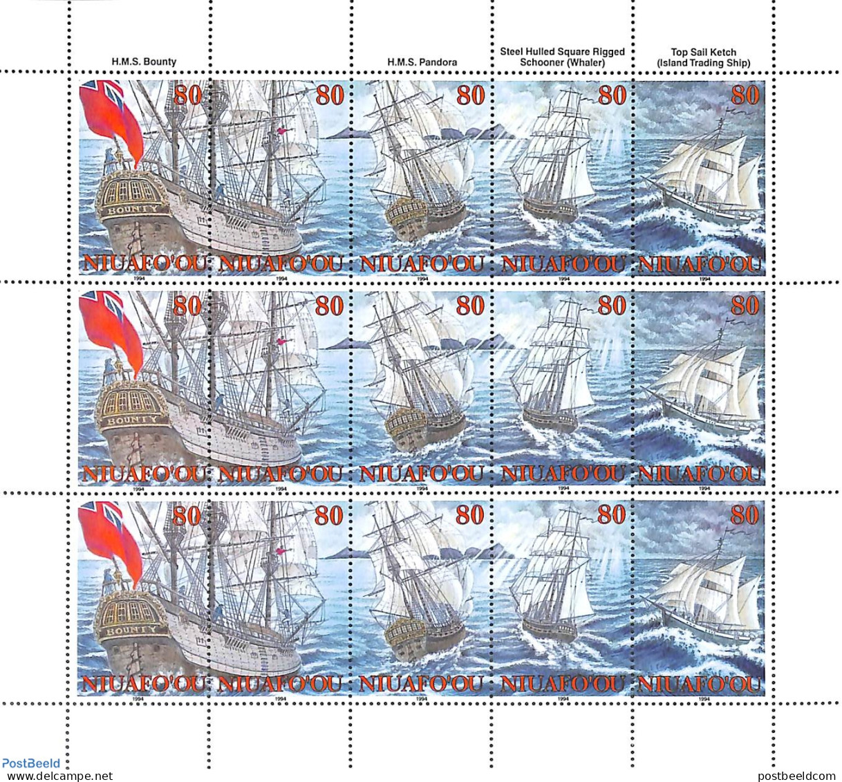 Niuafo'ou 1994 Sailing Ships M/s, Mint NH, Transport - Ships And Boats - Bateaux