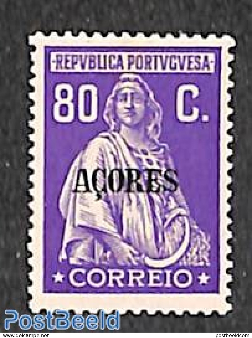 Azores 1929 80c, Stamp Out Of Set, Mint NH - Açores