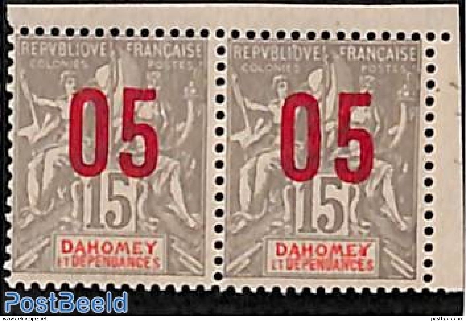 Dahomey 1912 Corner Pair With Both Overprint Types, Mint NH - Sonstige & Ohne Zuordnung