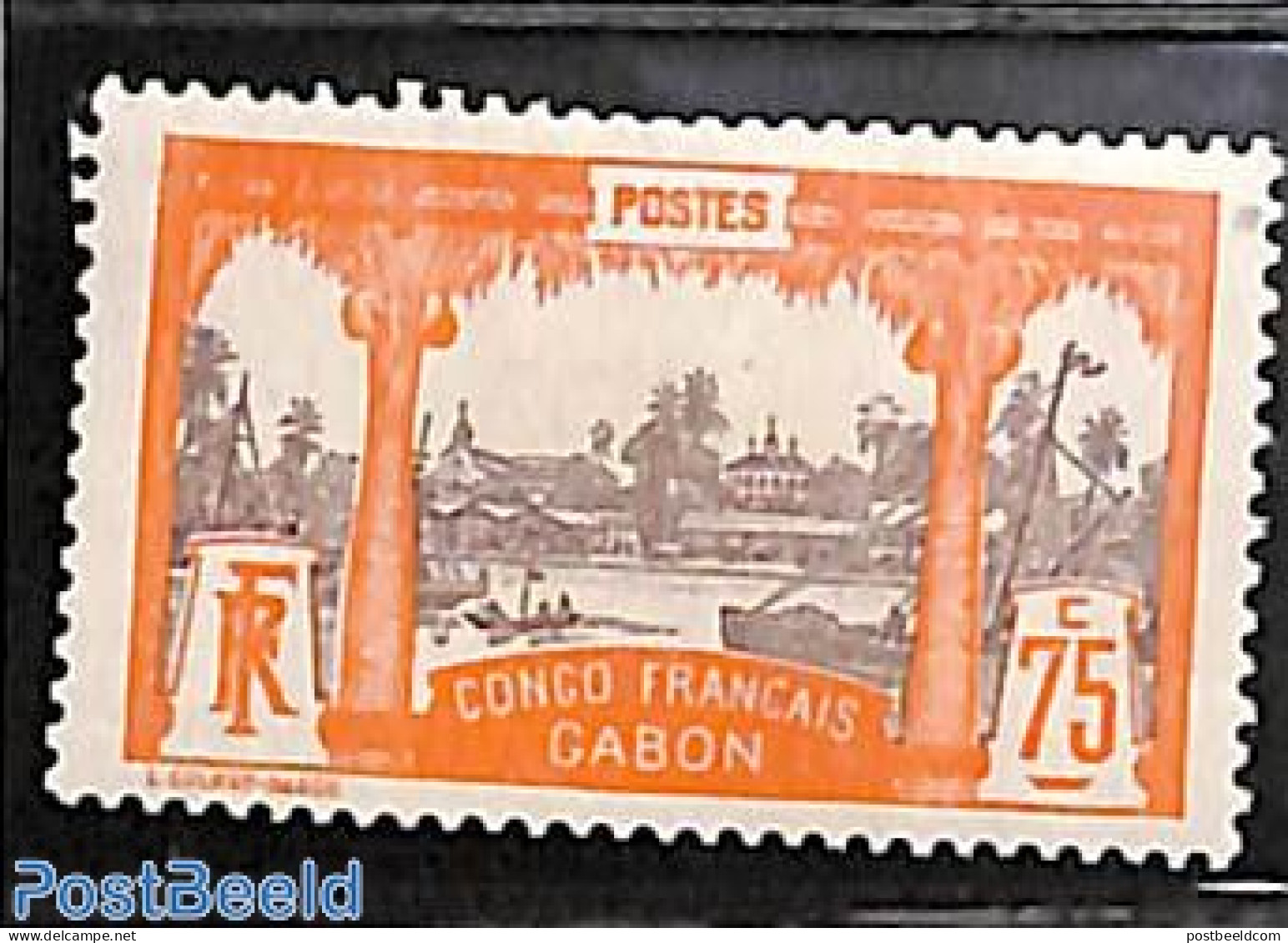 Gabon 1910 75c, Stamp Out Of Set, Unused (hinged), Transport - Ships And Boats - Unused Stamps