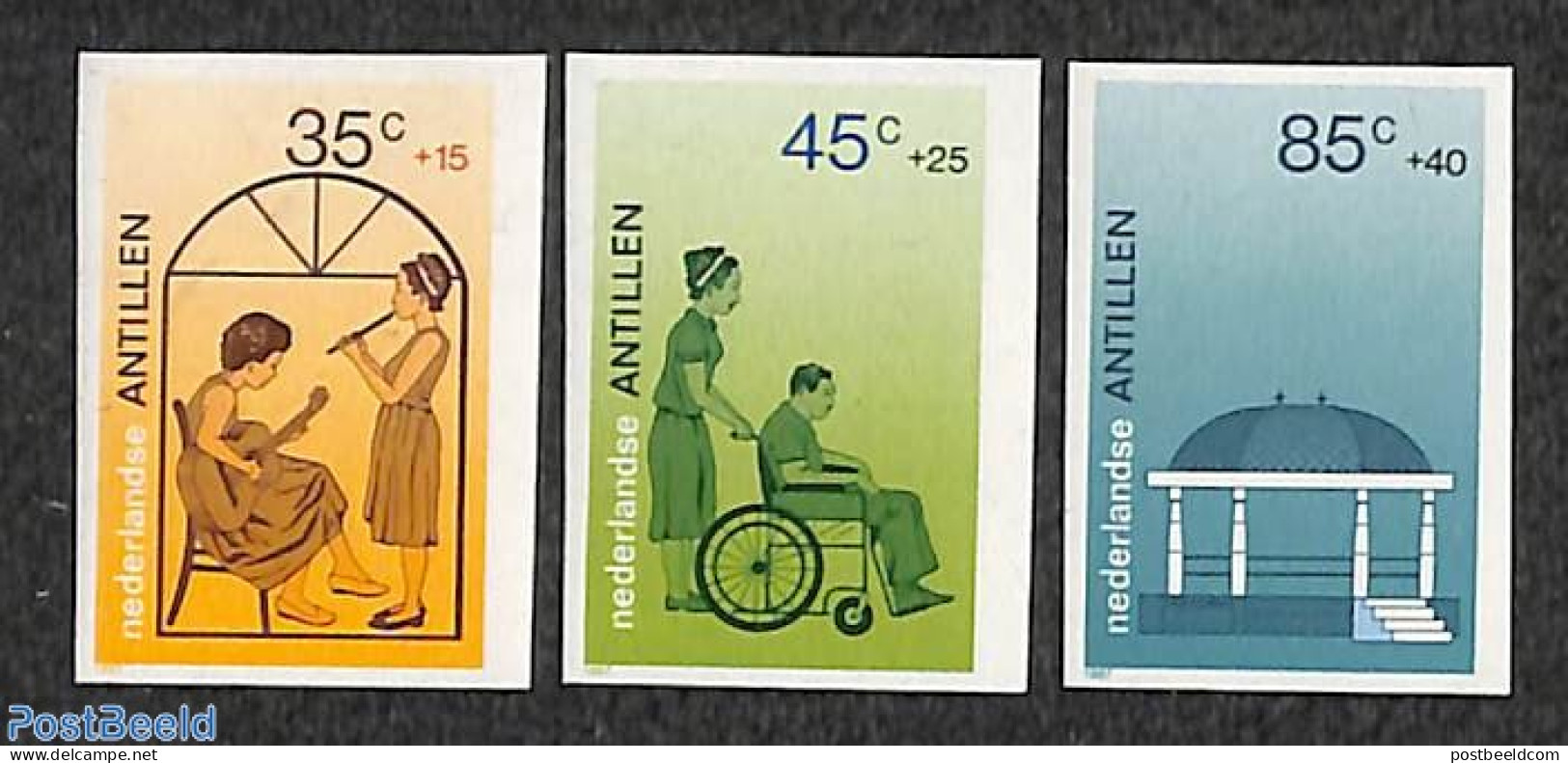 Netherlands Antilles 1987 Culture 3v, Imperforated, Mint NH, Health - Performance Art - Disabled Persons - Music - Handicaps