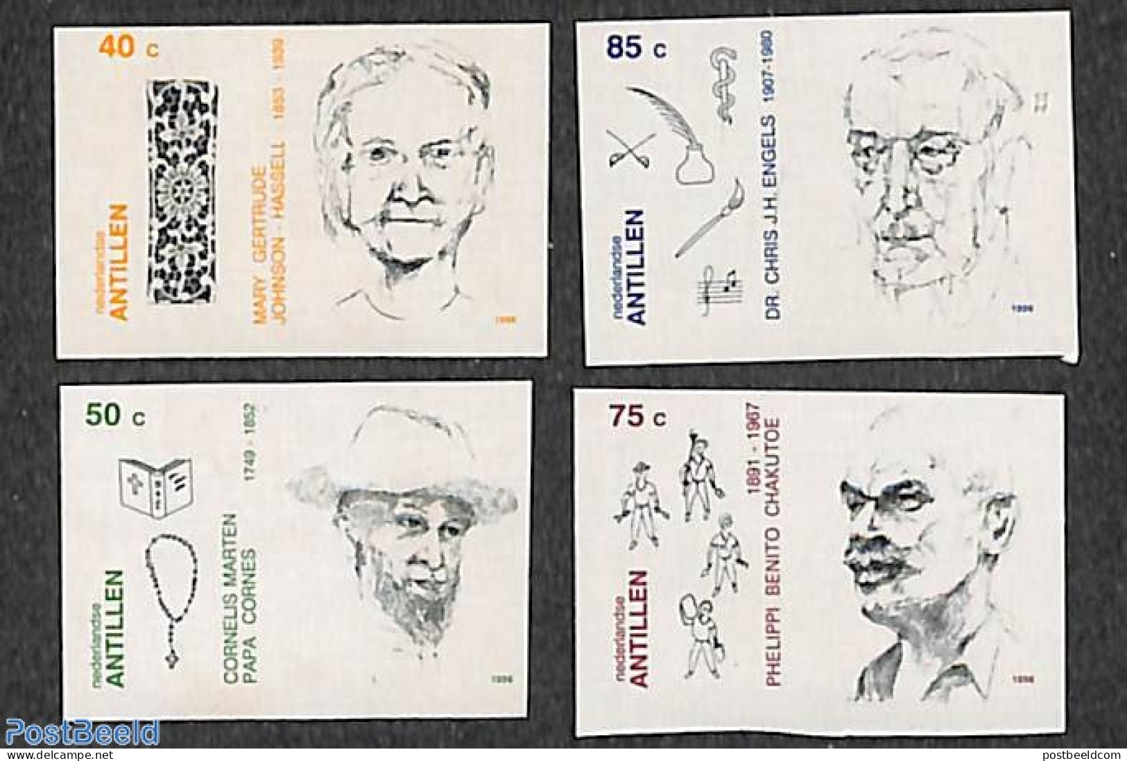 Netherlands Antilles 1996 Famous Persons 4v, Imperforated, Mint NH - Sonstige & Ohne Zuordnung