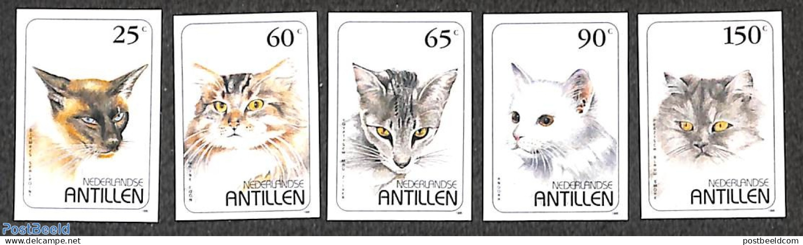 Netherlands Antilles 1995 Cats 5v, Imperforated, Mint NH, Nature - Cats - Other & Unclassified
