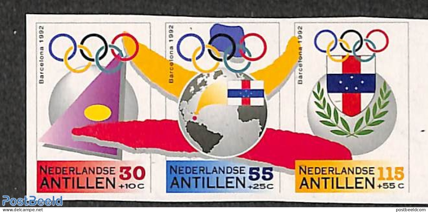 Netherlands Antilles 1992 Olympic Games 3v [::], Imperforated, Mint NH, Sport - Olympic Games - Andere & Zonder Classificatie
