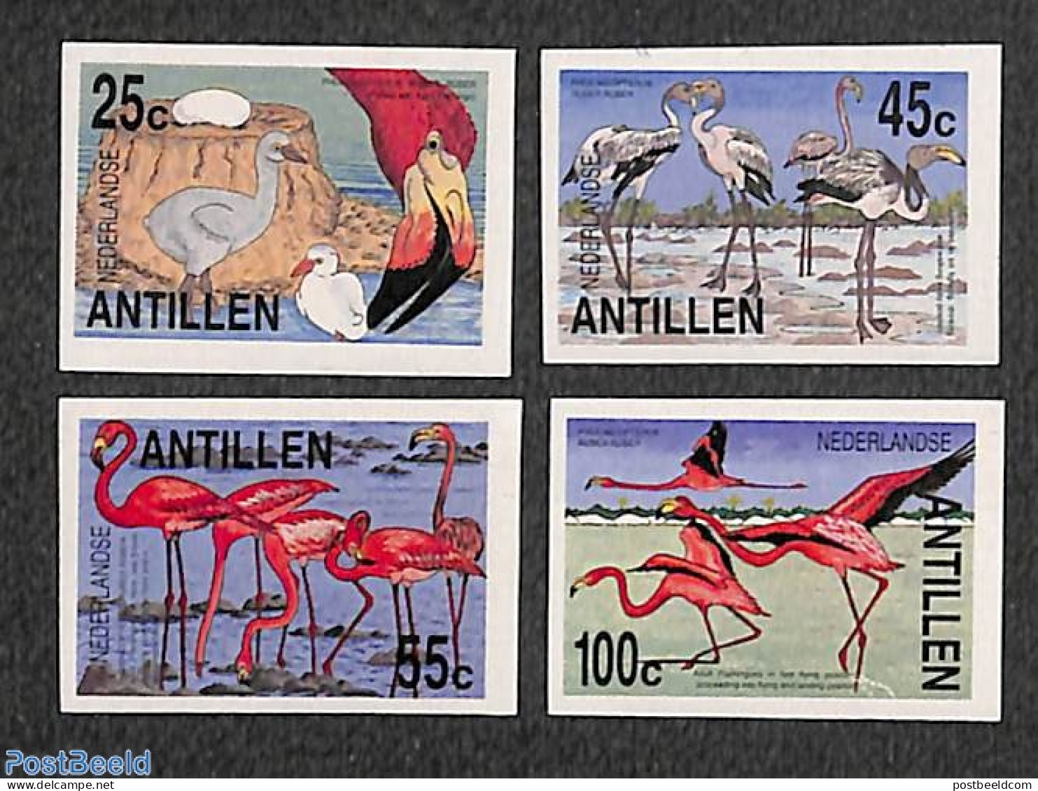 Netherlands Antilles 1985 Flamingoes 4v, Imperforated, Mint NH, Nature - Birds - Flamingo - Other & Unclassified