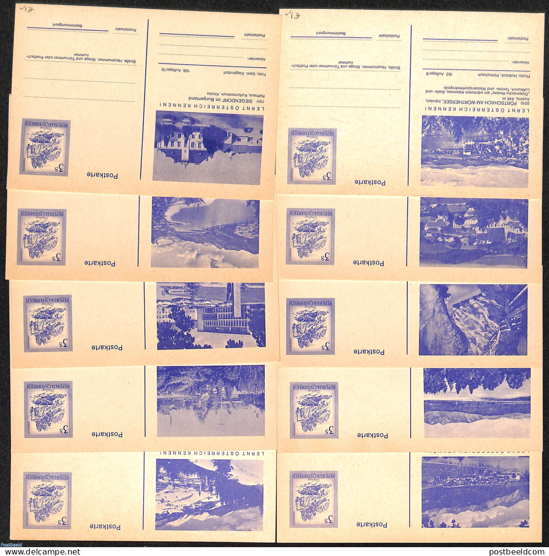 Austria 1978 10 Illustrated Postcards, Unused Postal Stationary - Covers & Documents