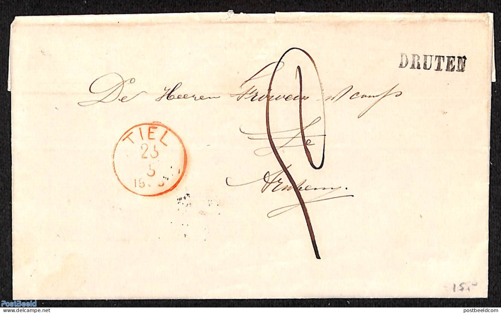 Netherlands - Various Cancellations 1865 Cover With Naamstempel: DRUTEN, Postal History - Andere & Zonder Classificatie