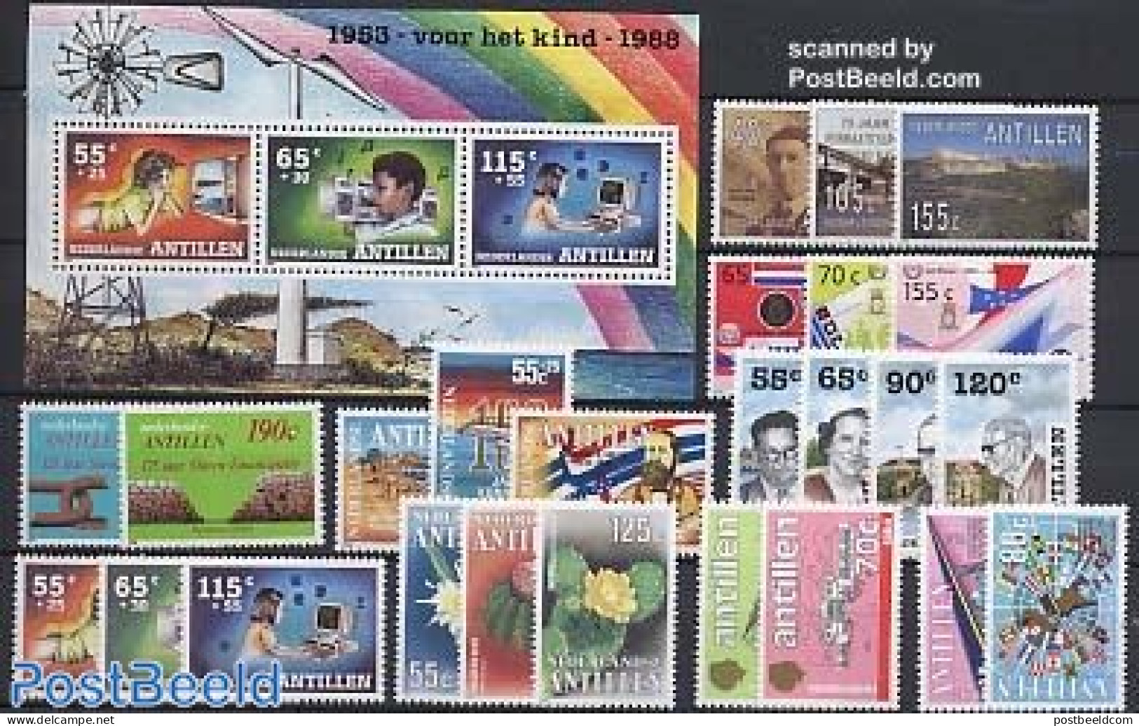 Netherlands Antilles 1988 Yearset 1988 (25v+1s/s), Unused (hinged), Various - Yearsets (by Country) - Ohne Zuordnung