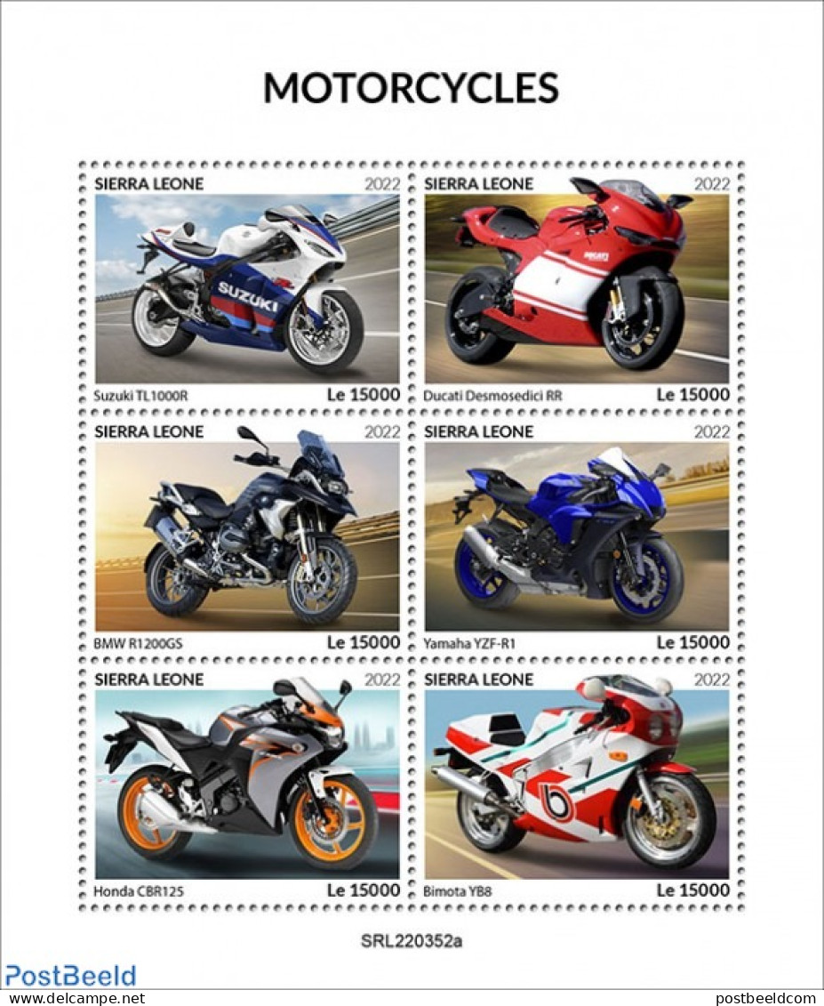 Sierra Leone 2022 Motorcycles, Mint NH, Transport - Motorcycles - Motorräder