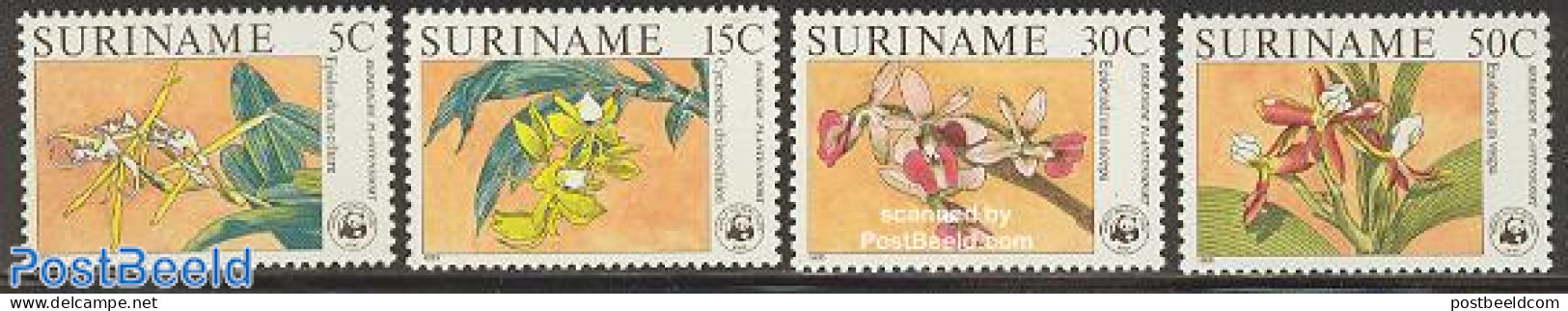 Suriname, Republic 1986 WWF, Orchids 4v, Unused (hinged), Nature - Flowers & Plants - Orchids - World Wildlife Fund (W.. - Surinam