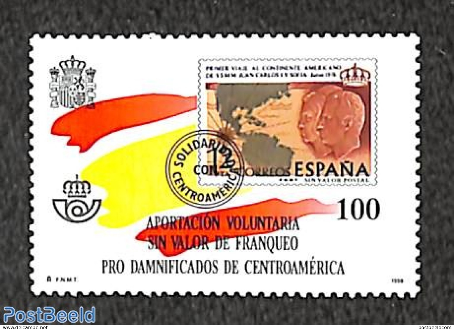 Spain 1998 Hurricane Mitch Relief, Voluntary Stamp (not Valid For Postage), Mint NH, History - Various - Stamps On Sta.. - Ungebraucht