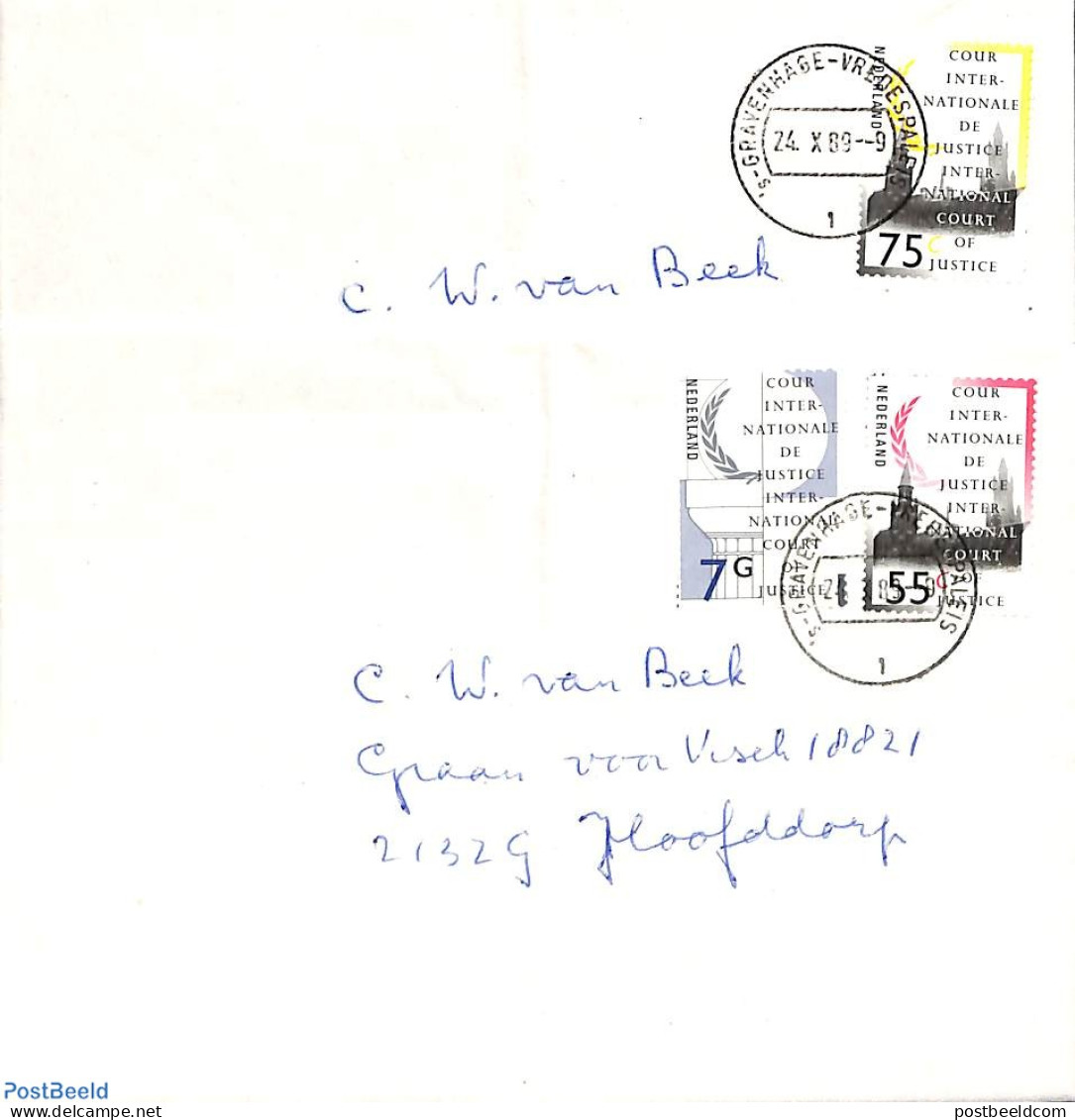 Netherlands 1989 2 Covers (folded) From Int. Cour De Justice, Postal History - Lettres & Documents