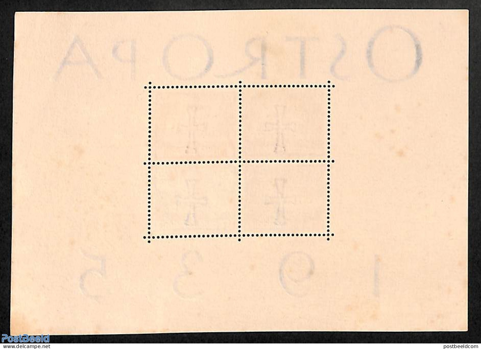 Germany, Empire 1935 Ostropa S/s, As Usual With Some Brown Spots, Without Gum3, Unused (hinged) - Ungebraucht