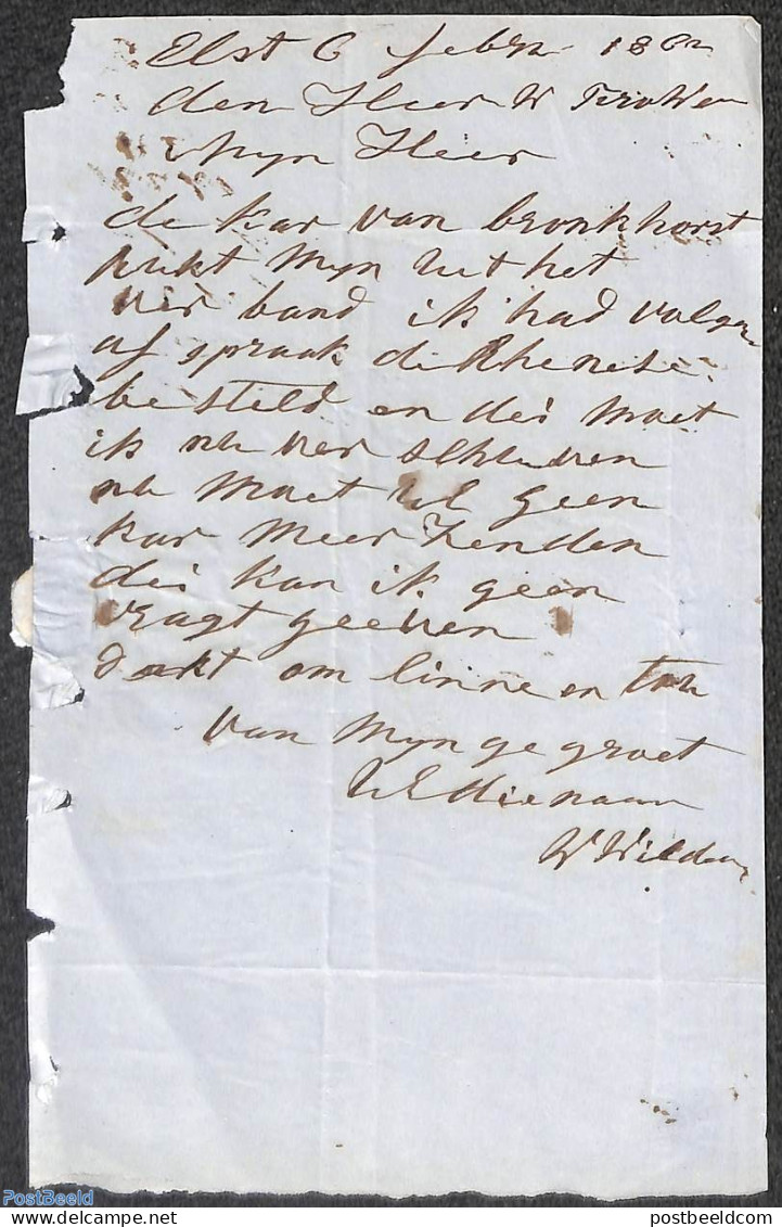 Netherlands 1862 Folding Letter From Elst To Arnhem, Postal History - Lettres & Documents
