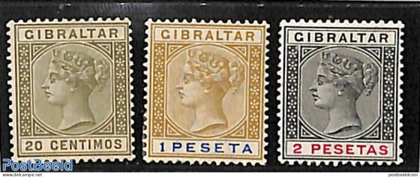 Gibraltar 1895 Definitives 3v, Unused (hinged) - Gibilterra