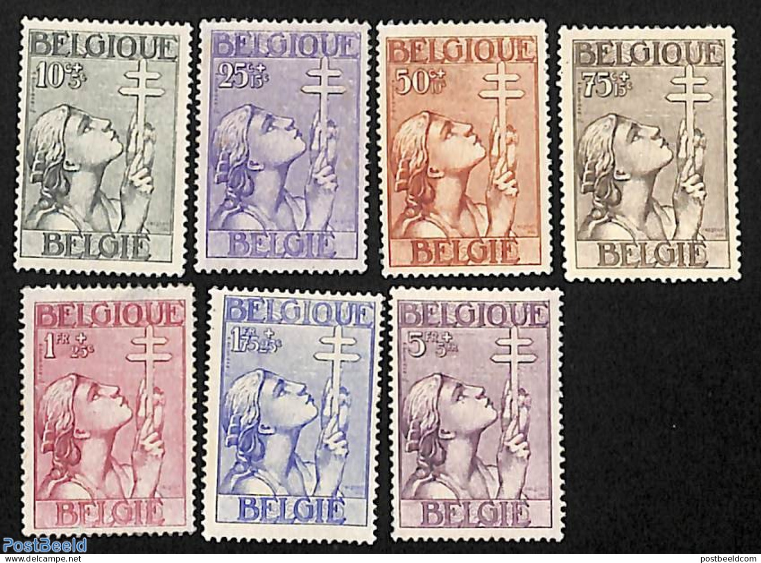 Belgium 1933 Anti Tuberculosis Set, Regummed, Unused (hinged), Health - Anti Tuberculosis - Unused Stamps