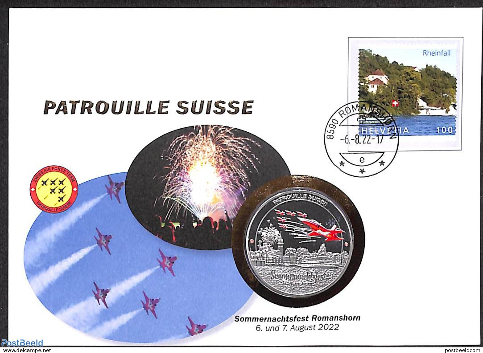 Switzerland 2022 Patrouilles Suisse Special Cover With Token (numisbrief), Postal History, Transport - Aircraft & Avia.. - Lettres & Documents