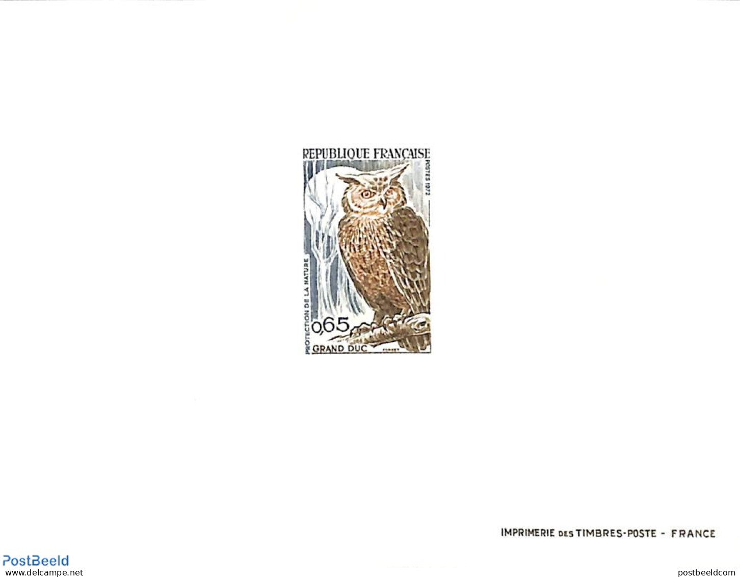 France 1972 Owl, Epreuve De Luxe, Mint NH, Nature - Birds - Owls - Ungebraucht