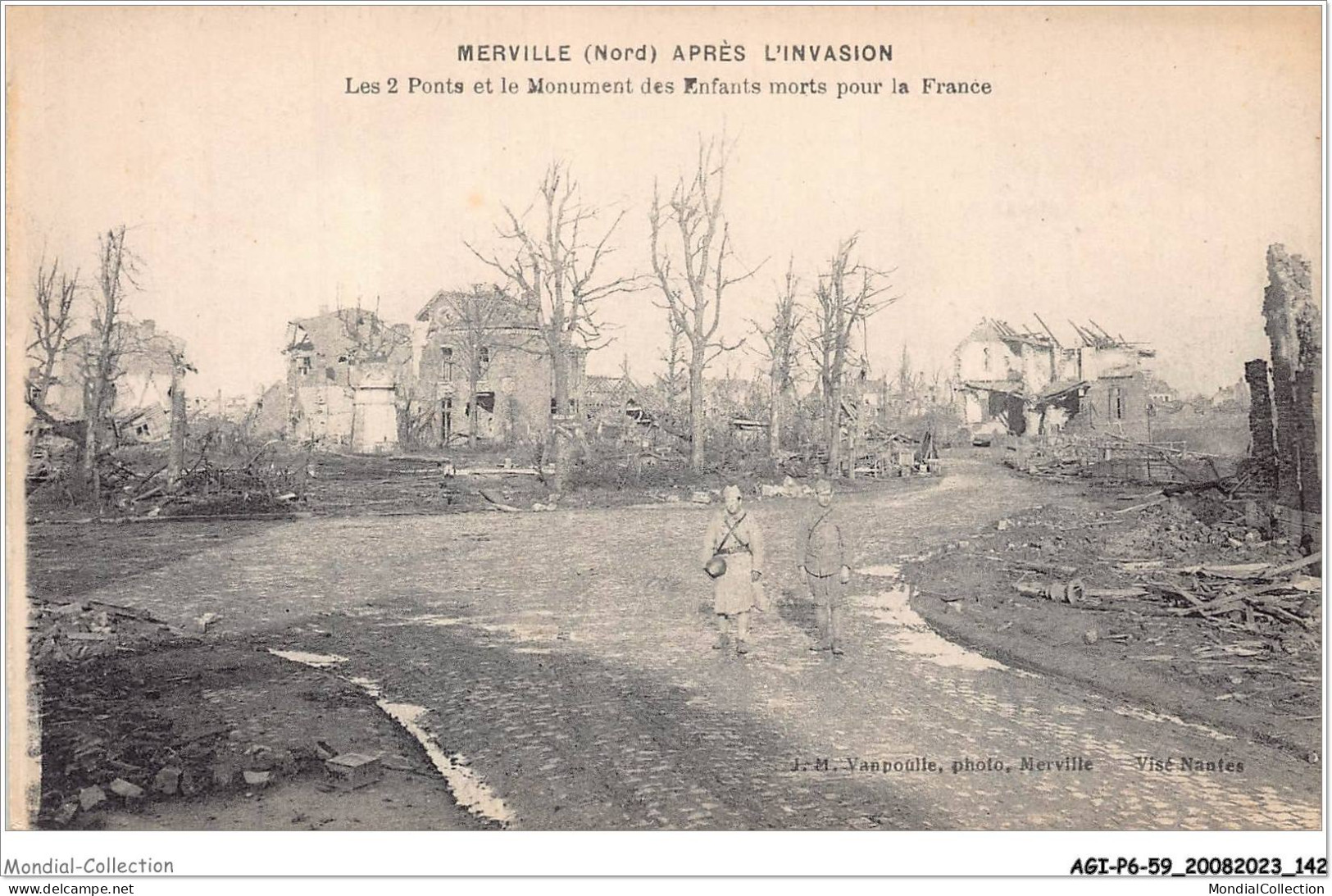 AGIP6-59-0478 - MERVILLE - Après L'invasion - Les Deux Ponts Et Le Monument Des Enfants Morts Pour La France  - Merville